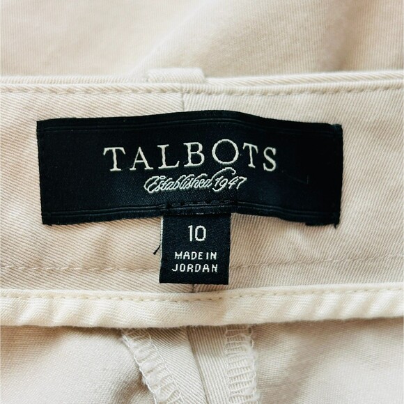 Talbots Pants Size 10 Stone Neutral Signature Fit Square Front Welt Back Pockets - Picture 9 of 9